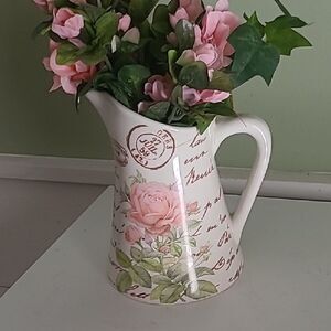 Teleflora Ceramic Pitcher with Pink Roses